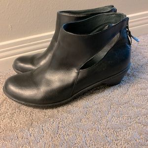 Dansko Black booties with cutouts at ankle. Size 40/9.5-10